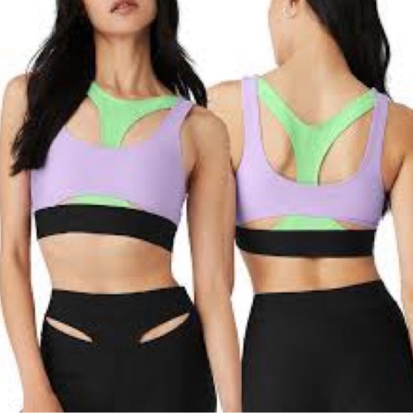 ALO YOGA sz Medium Sports Bra - Purple, Green, and Black - Picture 2 of 7
